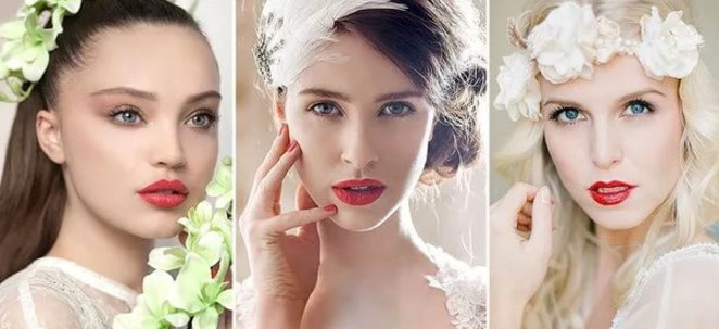 Трендовый свадебный макияж с акцентом на ярких губах